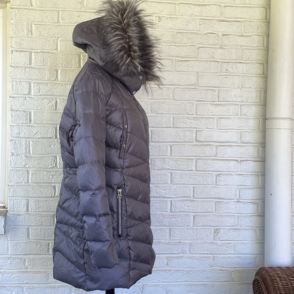 Marc New York Metal Grey Parka Coat Shirley Hooded Faux Fur Trim - Picture 10 of 15